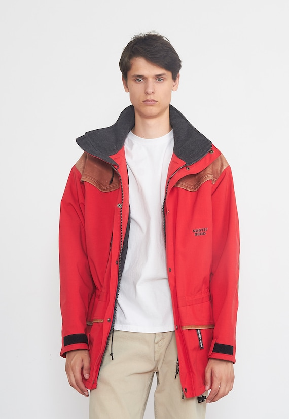 Vintage Red NORTH BEND Jacket With Hood 