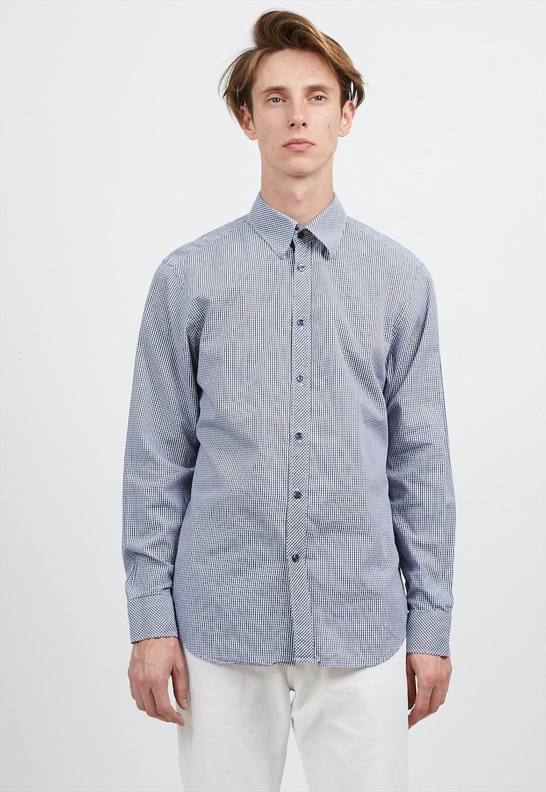 Checkered Blue KENZO Long Sleeves Shirts Size 4116