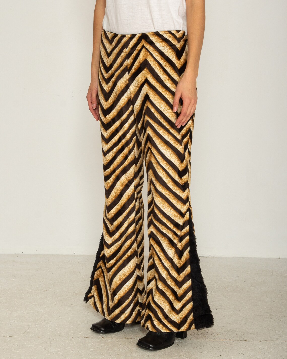 wide leg zebra print trousers