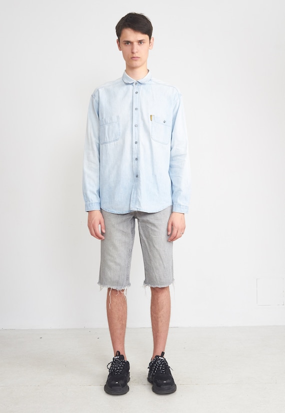 Vintage Light Blue ARMANI Denim Long Sleeve Shirt/