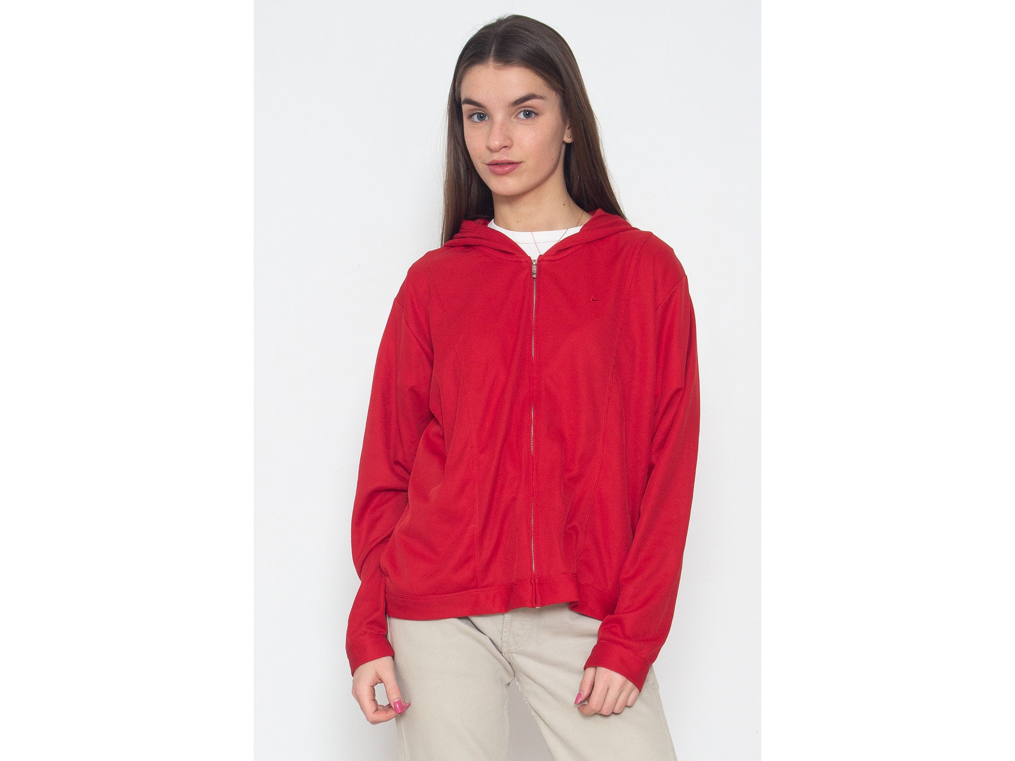 Vintage NIKE Red Hoodie Track Jacket 