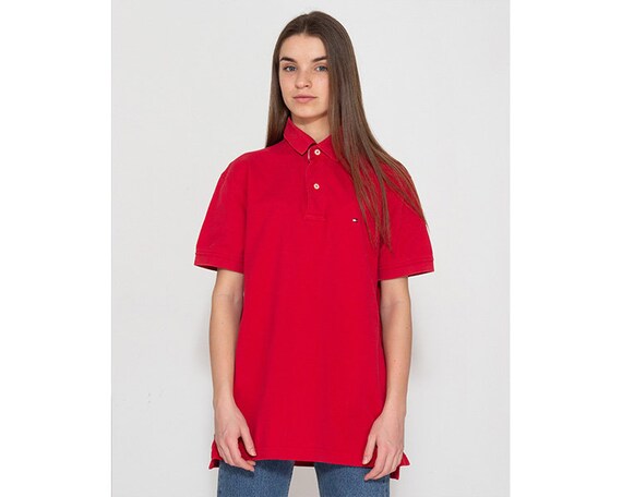 Tåler blåhval Lull Buy Vintage Red TOMMY HILFIGER Short Sleeve Button Quarter Shirts/ Online  in India - Etsy