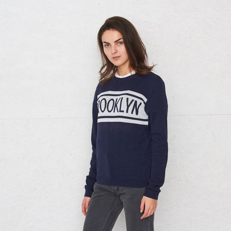 Vintage Blue Round Neck Knit Pullover Jumper Sweater
