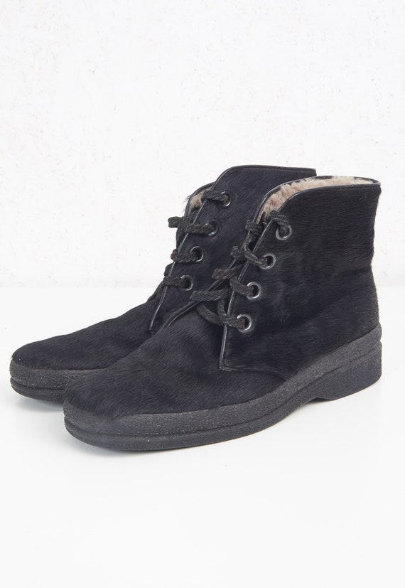 Vintage Black Fur Warm Boots/ Size 42