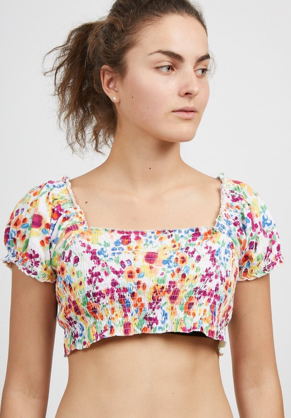 yellow crop top short sleeve