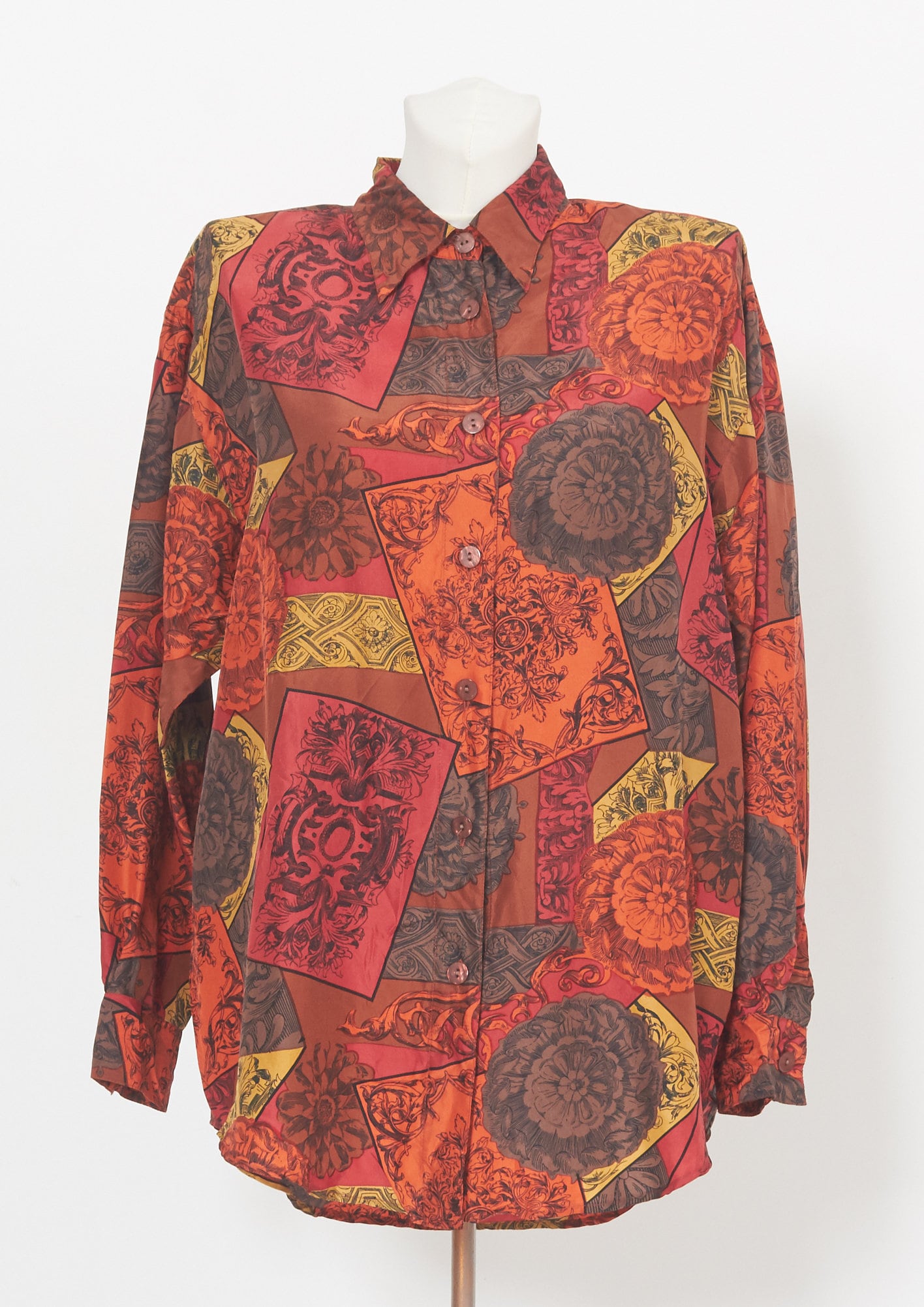 Vintage Red Brown No 1 Silk Long Sleeve Shirt/ Size 38/40 Etsy UK