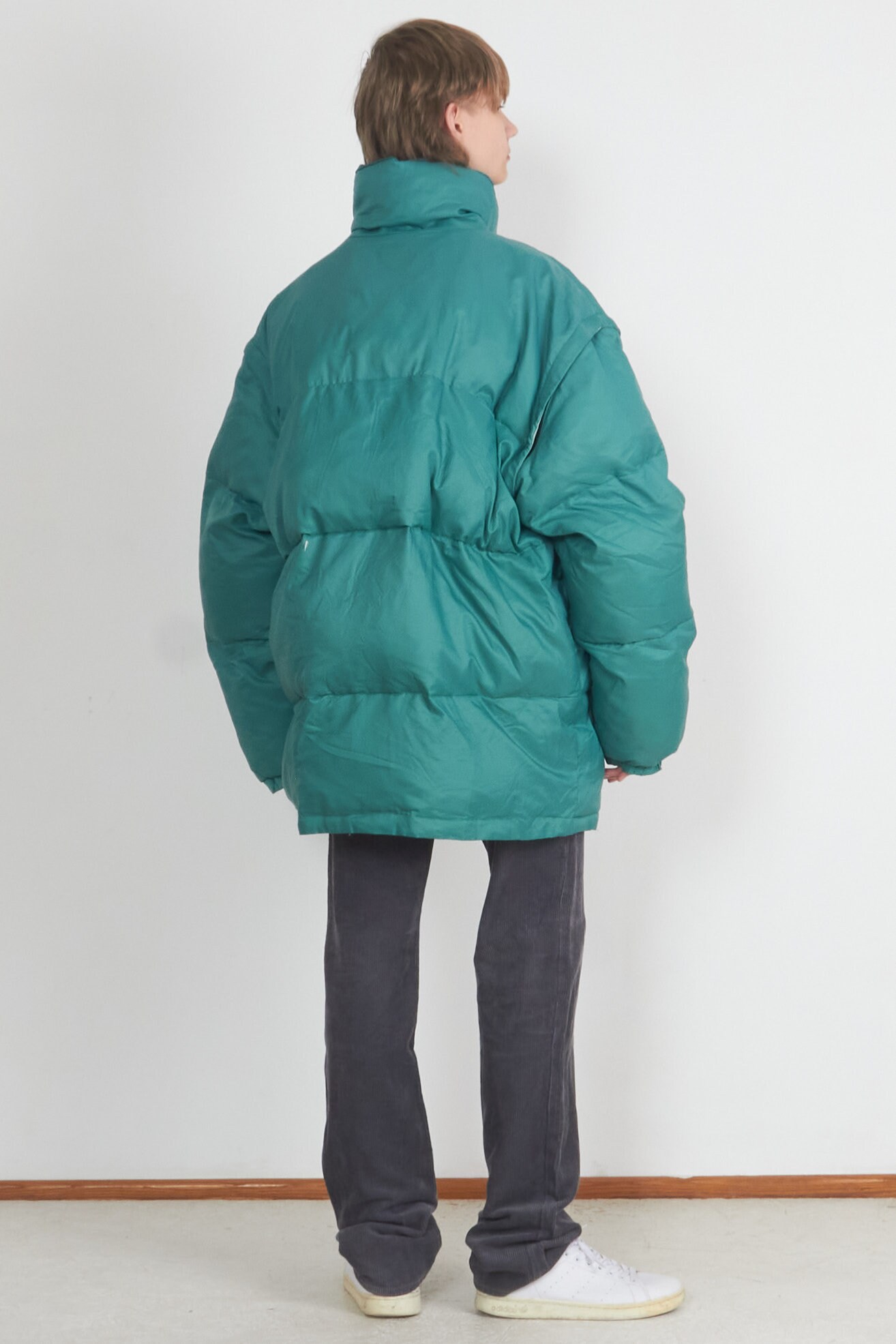 Vintage Green Puffer Jacket Oat Vest 