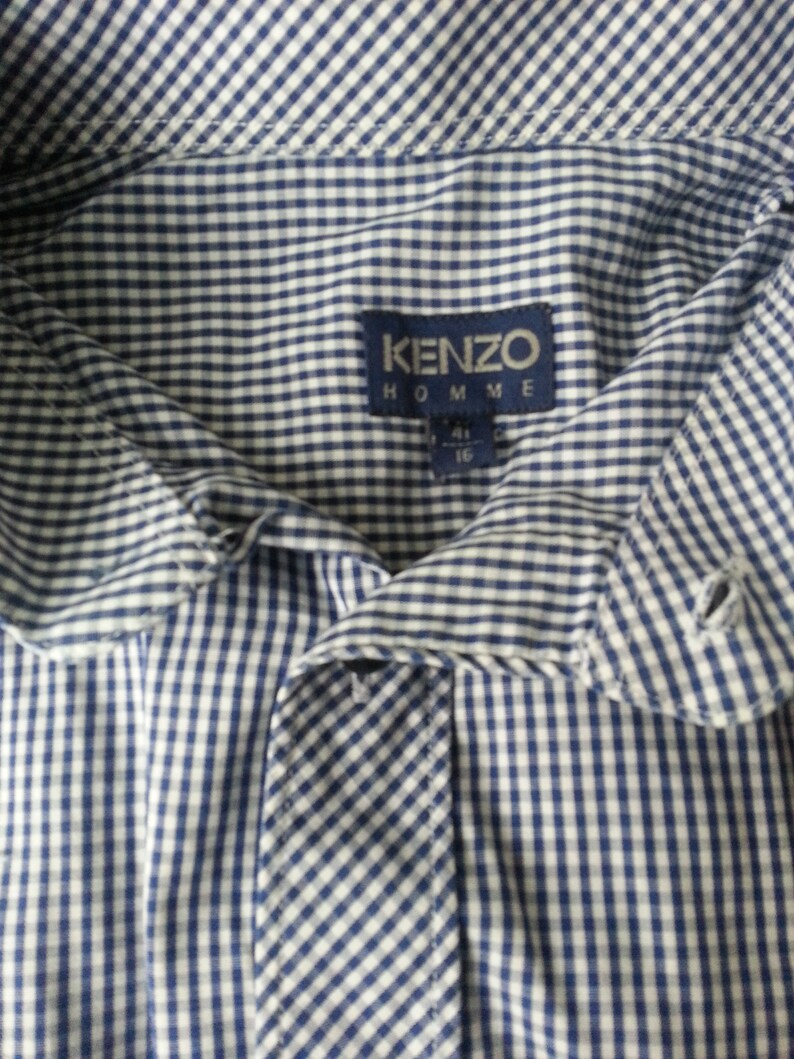 Checkered Blue KENZO Long Sleeves Shirts Size 4116