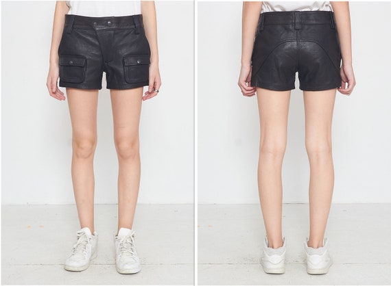 Vintage Black AWAN STAR Leather Shorts 