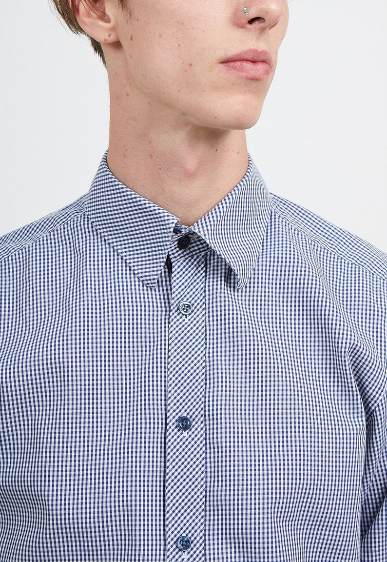 Checkered Blue KENZO Long Sleeves Shirts Size 4116