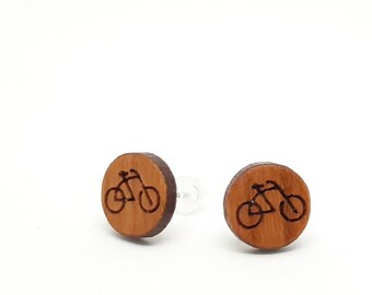 Ohrstecker Holz Kirschbaum Fahrrad 11mm