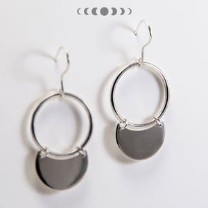 Julia earrings 4 / Geometric earrings / Silver earrings / Geometric shapes / Round earrings / Free movement earrings / Free movement hoops image 4