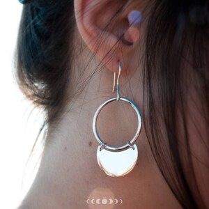 Julia earrings 4 / Geometric earrings / Silver earrings / Geometric shapes / Round earrings / Free movement earrings / Free movement hoops image 5