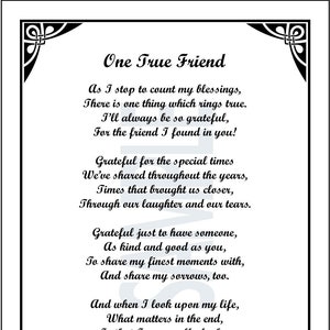 Poem For Best Friend, DIGITAL DOWNLOAD, Friend Gift Poem 30th 40th 50th 60th Birthday, Best Friends, Friendship Verse Poem, Friend Present,
