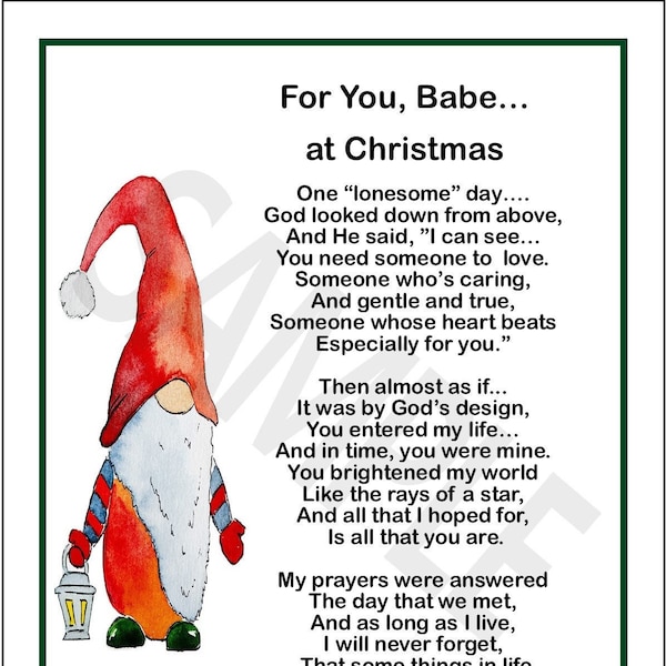 Christmas Poem For My Boyfriend, Christmas Poem For Girlfriend, DIGITAL DOWNLOAD, Husband Wife Boyfriend Christmas Gift Poem Print Present,