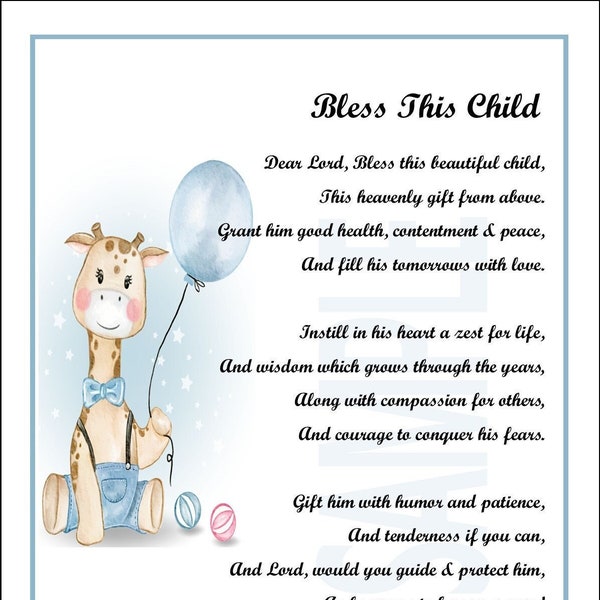 Bless This Child, DIGITAL DOWNLOAD, Baby Boy Gift, Baby Blessing, Christening  Gift, Baptismal Gift, Baby Boy Present, Baby Shower Gift,