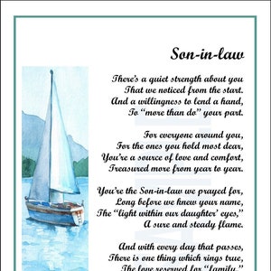 Son In Law From Both Inlaws, DIGITAL DOWNLOAD, Son in law Poem Verse Print Saying, Son in law Birthday Gift Present, Best Son in law Ever,