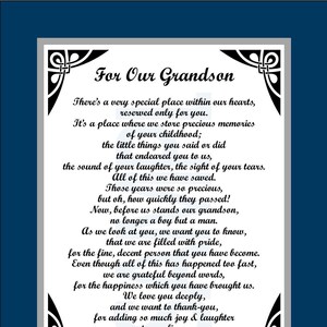 For Our Grandson DIGITAL DOWNOAD Grandson Gift Present Poem | Etsy