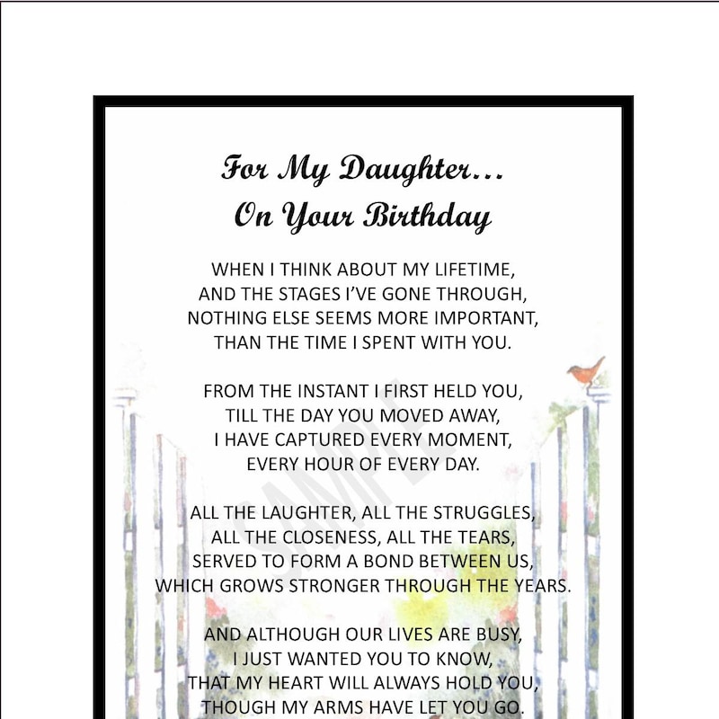 30 Birthday Poem Daughter - Etsy