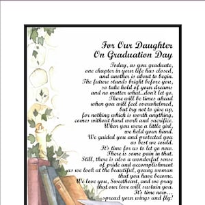 Our Daughter Graduation Poem, Daughter Graduation DIGITAL DOWNLOAD, Printable Graduation Poems, Sentimental Gift for Our Daughter Graduation