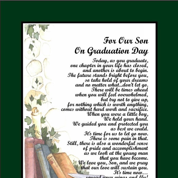 For Our Son On Graduation Day, INSTANT DIGITAL DOWNLOAD, Sent To Your Email, Graduation Gift for Son, Son's Graduation, Graduation Poem Gift