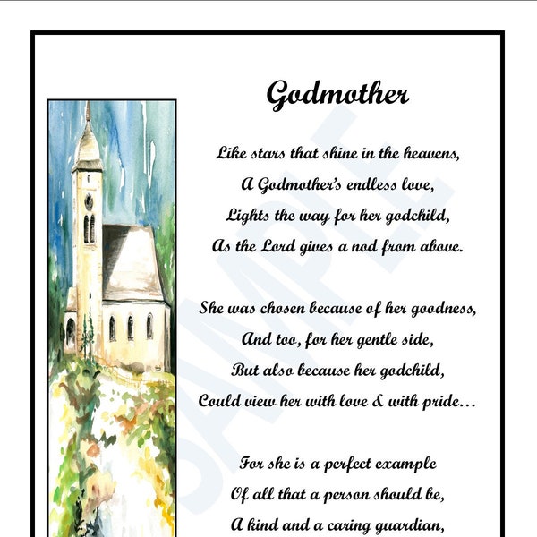 Godmother Poem,  DIGITAL DOWNLOAD, Godmother Gifts, Godmother Presents, Gifts for Godmothers, Godmother's Birthday, Godmother Verse