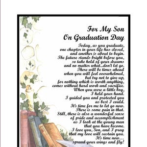 Son Graduation Poem, Son Graduation Print, Son Graduation DIGITAL DOWNLOAD,  Graduation Poem, Sentimental Graduation Poem Gift For My Son,