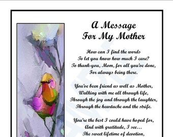 Mom Appreciation Poem DIGITAL DOWNLOAD Mom Gift Verse Print - Etsy