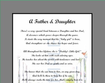 Poem for My Father, Father Daughter Bond, DIGITAL DOWNLOAD, Father Daughter Poem Print, Father's 60th 65th 70th 75th birthday from Daughter,