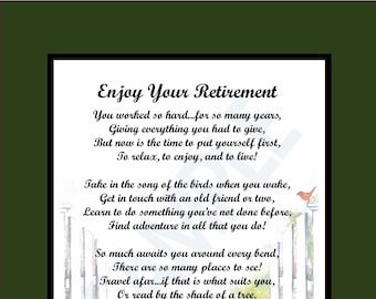 Retirement,  DIGITAL DOWNLOAD (no physical product is sent) Poem is sent to your email , Retirement Poem, Retirement Gift Present