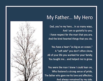 Digital Father Poem,  DIGITAL DOWNLOAD, Father Gift Present Verse, Choose Navy or Brown, Father's 70th 80th 90th Birthday,  Thank You Father