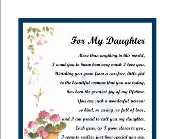 Poem for Daughter's Birthday DIGITAL DOWNLOAD My - Etsy