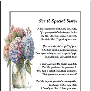 Older Sister Poem, Older Sister Print, Digital Printable Sister Poem, Sisters 30th 40th 50th 60th 70th 75th 80th Birthday Gift Present Poem,