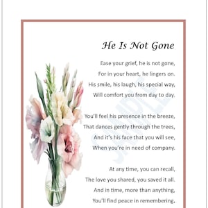 Husband Bereavement Poem, Son Memorial Poem, Boyfriend Sympathy Poem, Loss of Husband Poem, Loss of Son Poem, Husband Memorial Digital Poem