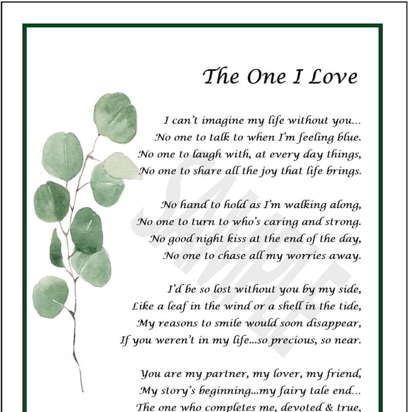 Love Poem For Wife Husband, Love Poem For Boyfriend Girlfriend, DIGITAL DOWNLOAD, Wife Husband Girlfriend Boyfriend 30th 40th 50th Birthday,