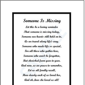 Poem In Memory of Mother, Sister Memorial Gift, Wife Memorial Present, DIGITAL DOWNLOAD, Grandmother Memorial Poem, Loss of Wife Poem Verse,