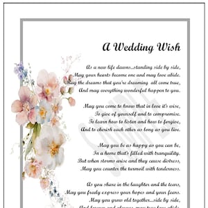 Inexpensive Wedding Gift, DIGITAL DOWNLOAD, Wedding Present, Wedding Poem Verse Print Saying, Sentimental Wedding Present Poem,