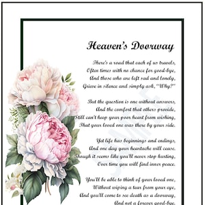 Digital Sympathy Poem , Printable Sympathy Poem, Bereavement Poem Gift, Digital Memorial Poem Gift, Remembrance Poem, Funeral Gift, Grief,