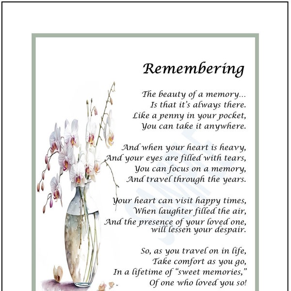 Bereavement Poem, DIGITAL DOWNLOAD, Condolence Gift, Remembrance Gift Poem, Expression of Sympathy, Sympathy Poem, Loss of Mother Dad Son,