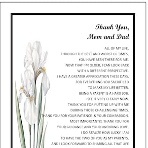 Thank You Poem For Parents, Thank You Letter To Parents From Son Daughter,