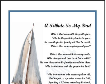 Dad Father Tribute Poem Print Verse Saying, DIGITAL DOWNLOAD,  Sentimental Dad Gift Print, Dad 65th 70th 75th 80th 90th Birthday Present,,