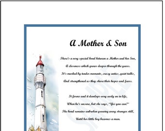 Mother Son Poem, DIGITAL DOWNLOAD, Sentimental Gift For My Mother, Mother Son Bond, Mother 60th 65th 70th 75th 80th 90th Birthday Present,