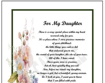 Poem For My Daughter, DIGITAL DOWNLOAD, My Daughter Poem Verse Print Graduation Gift Present Saying 16th 18th 21st 30th 40th Birthday,