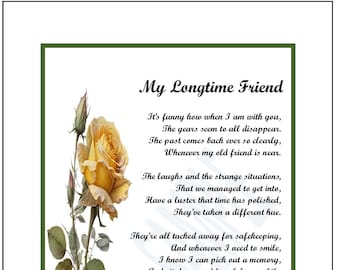 Poem Print Verse Saying Gift Present For An Old Friend, DIGITAL DOWNLOAD,  50th 60th 65th 70th 75th 80th Birthday Present For An Old Friend,