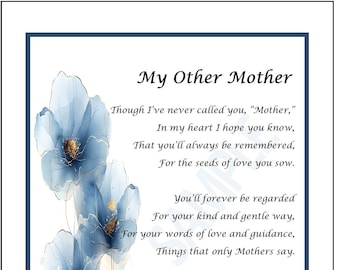 Other Mother Poem, Mother in law Poem Print Gift Present, Mother 70th 75th Birthday, DIGITAL DOWNLOAD, Like  Mother to Me, Mom Appreciation