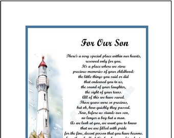 For Our Son Poem Print Verse Gift Present, DIGITAL DOWNLOAD,  Son Graduation Present Gift, Son's 16th 18th 21st 30th 40th 50th  Birthday,