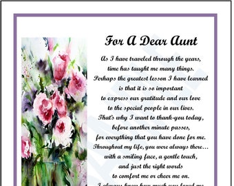 DIGITAL AUNT POEM, Aunt Presents, Aunt Gifts, Aunt Verse, Aunt Print, Poems For Aunts, Thank You Aunt, Favorite Aunt, Aunt&#39;s Birthday,