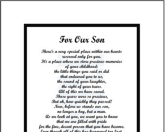 Our Son Poem, DIGITAL DOWNLOAD, Our Son Verse, Our Son Print, Our Son Graduation Gift, Our Son 21st 30th 40th Birthday, Love Our Son,