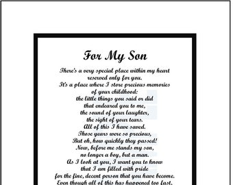 My Son Poem, DIGITAL DOWNLOAD, Son Print Verse, Sons Graduation, Sons 21st 30th 40th Birthday, Love My Son, Best Son Ever, My Son is Moving,