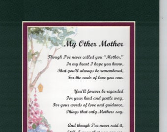 Like a Mother To Me - Like A Mother- Mother in law Gift- Mother-in-law Present- Mother in law Poem- My Other Mother- Mother in law Birthday-